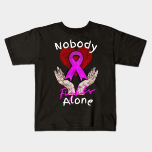 Nobody Fights Alone Breast Cancer Support Kids T-Shirt